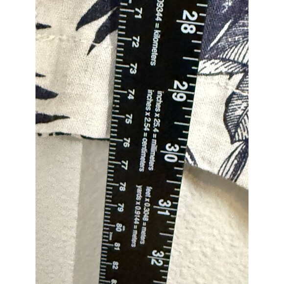 Beau Dawson Linen Blend Wide Leg Blue White Floral Pants Size L Beachy Coastal - Picture 10 of 14